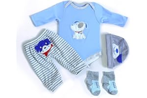 MAIHAO Reborn Baby Doll Clothes for 17-22 Inch Newborn Baby Dolls Clothing Boy Outfit Accessories【Puppy Pattern 4pcs Set 】