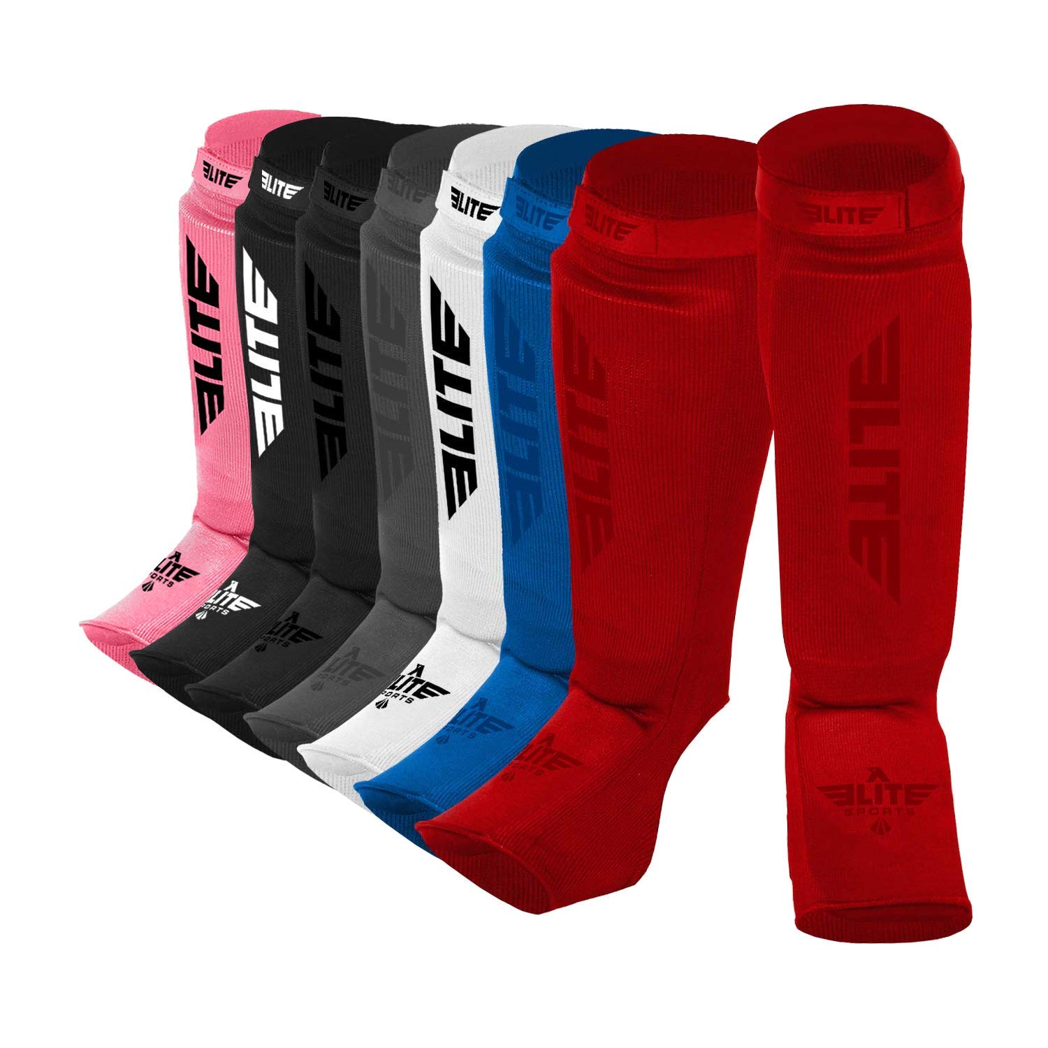 Elite Sports Muay Thai MMA Kickboxing shin Guards, Instep Guard Sparring Protective Leg shin Kick Pads for Kids and Adults