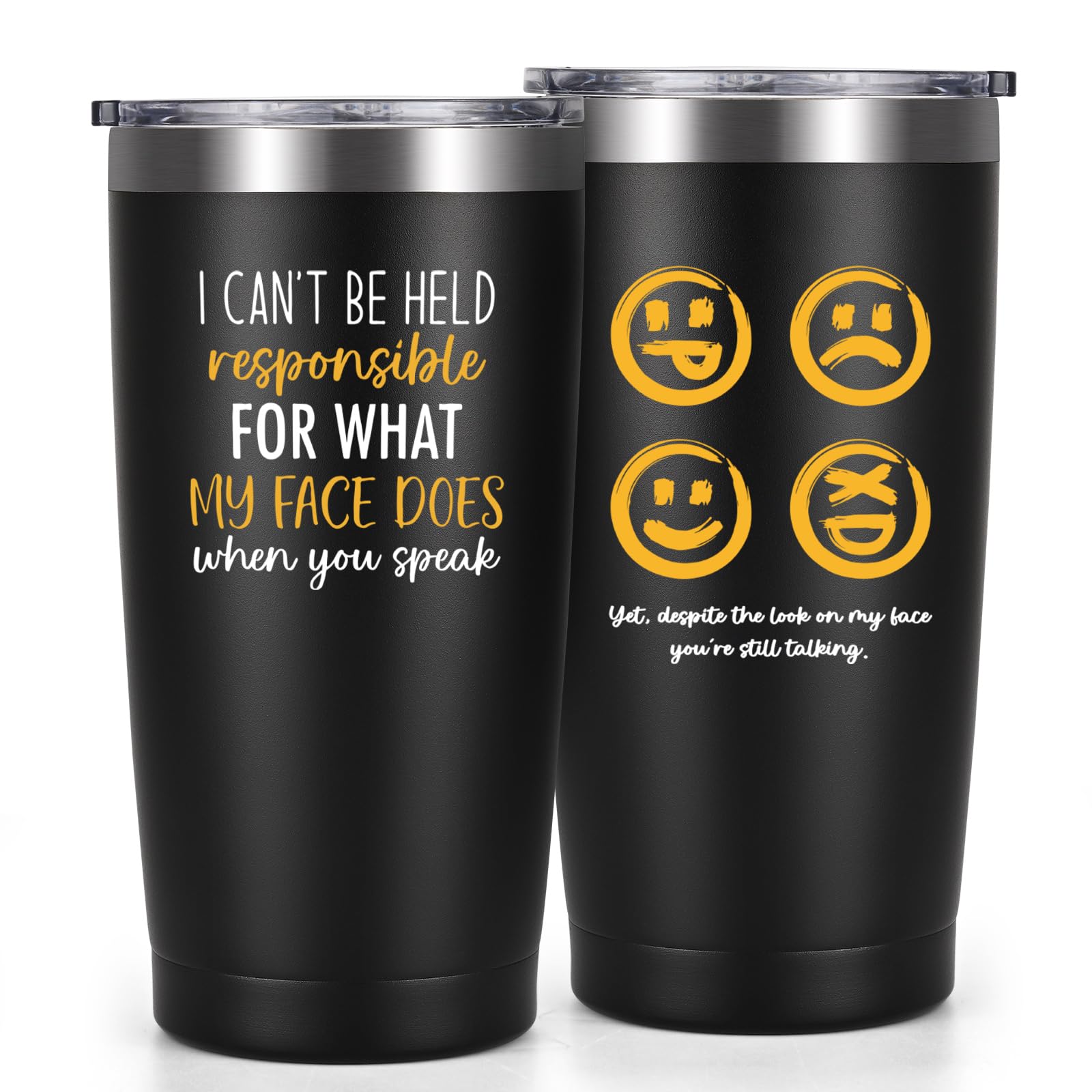 Livole Gifts for Men, Him, Colleagues Christmas, Secret Santa Gifts for Work Colleagues, Mens Gift, I Can’t Be Held Responsible for What My Face Does, Funny Work Mugs for Men, 20oz 600ml Travel Mug