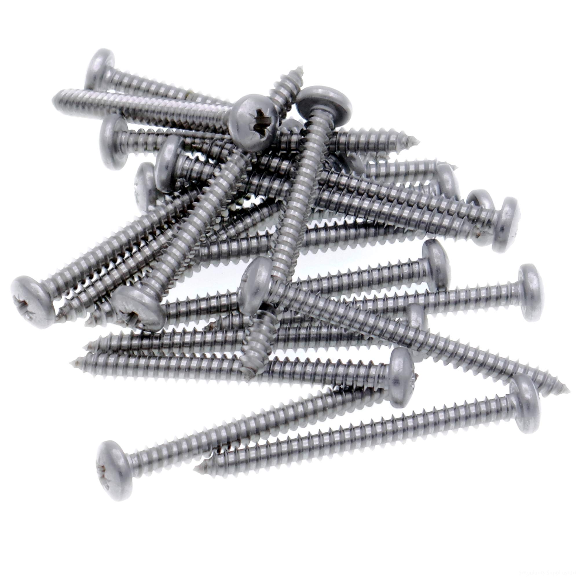 No.12 x 1.75 (5.5mm x 45mm) Pozi Pan Self-Tapping Screw - Stainless Steel (A2) (Pack of 20)