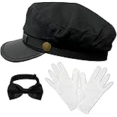 EverJoy Party Chauffeur Costume Set – Includes Black Chauffeur Hat, Gloves, and Bow Tie – Perfect for Limo Driver Attire – Premium Chauffeur Accessories