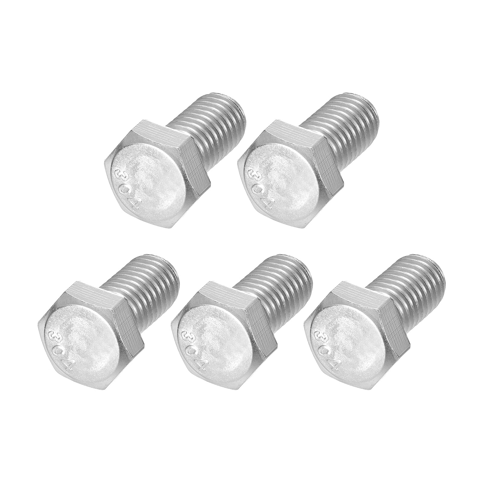 METALLIXITY Hex Head Bolts (1/2-20 x 1") 6Pcs, 304 Stainless Steel 18-8 Fully Threaded, External Hex Drive, Plain Finish, Hex Head Screw Bolt, Silver