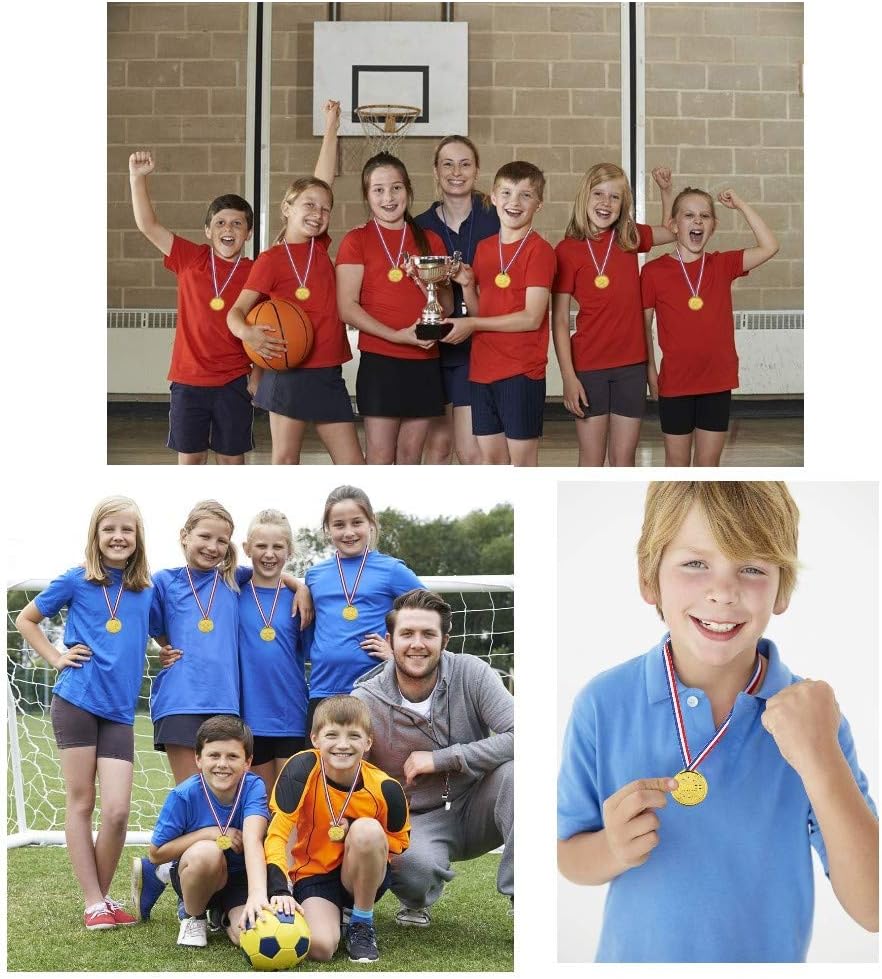 JZK 30 x Plastic gold winner medals with ribbons for kids party game prizes children birthday party bag fillers party favours toys kids sports day medals - Image 4