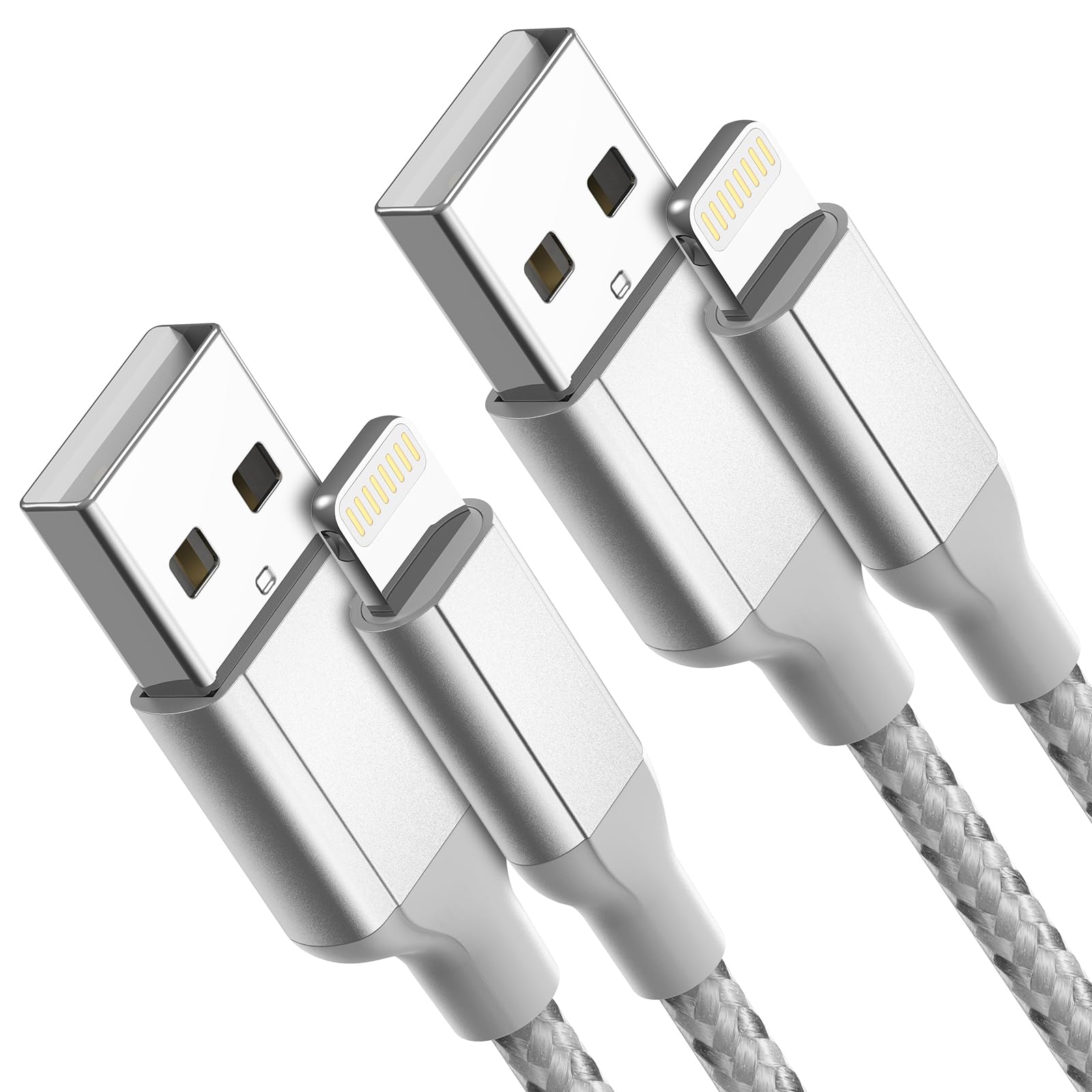 Photo 1 of 2 FT iPhone Charging Cable, 2 Pack [MFi Certified] Short Lightning Cable Braided iPhone Charger 2 Foot Car Play Charge Cord Compatible with Apple iPhone 14/13/12/11Pro/X/XR/8/7/6s/Plus/SE/iPad