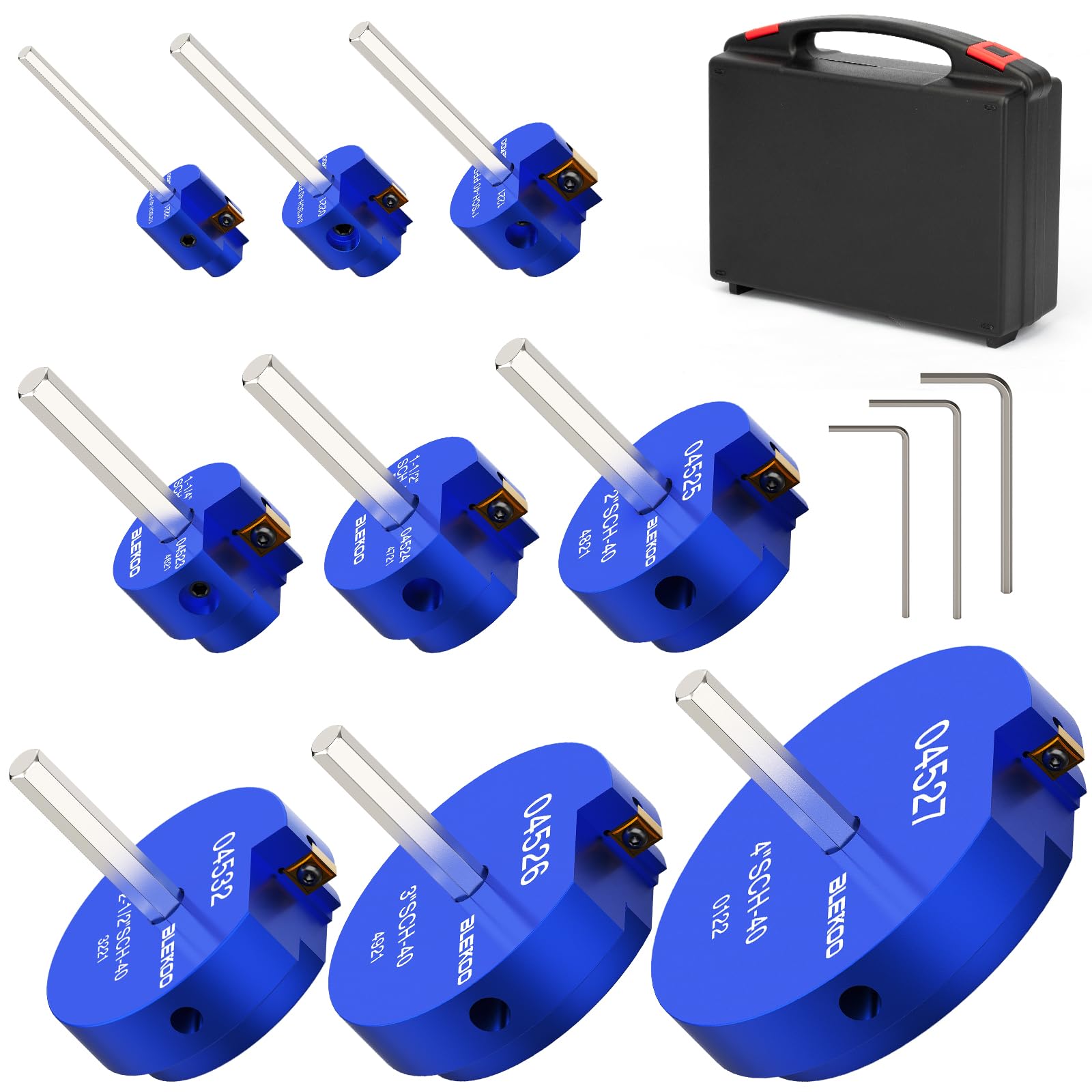 Photo 1 of BLEKOO 9PCS PVC Pipe Reamer Kit - SCH40 Aluminum Deburring Tool Kit (1/2" to 4") | Dual-Blade Technology | Deburring Tool for PVC & ABS Pipes | Fits Standard 1/2" Drills