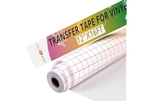 HTVRONT Transfer Tape for Vinyl -12" x 16 FT w/Red Alignment Grid Transfer Paper, Medium Tack Vinyl Transfer Tape for Signs Stickers Decals Walls Doors & Windows