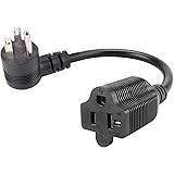 PluGrand 1-Foot Left Angle 15 Amp Household AC Plug to 20 Amp T Blade Adapter Cable，14AWG 1-Foot 20 to 15 Amp Adapter Cord Ne