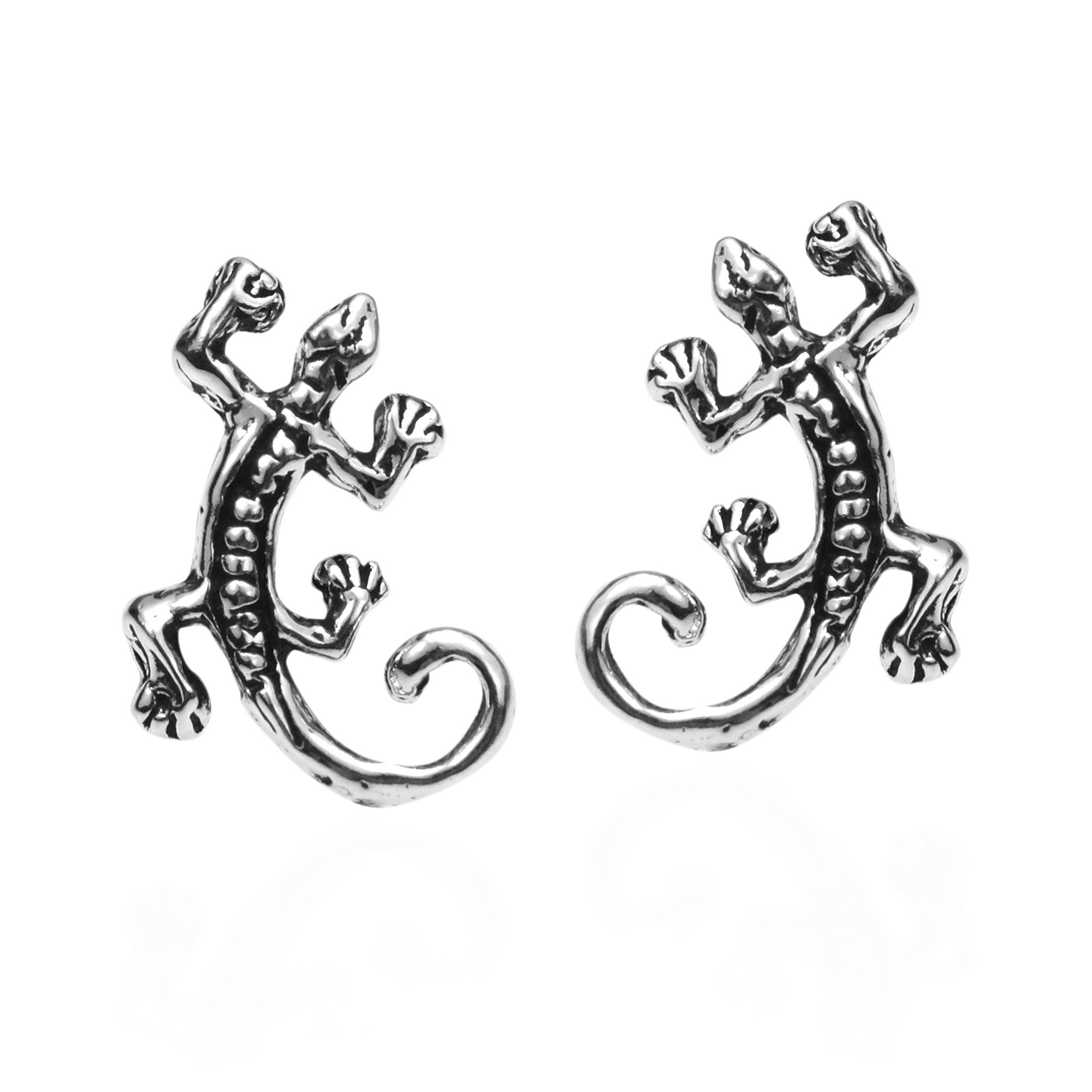 Petite Gecko Lizard .925 Sterling Silver Stud Earrings