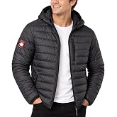 CANADA WEATHER GEAR Mens Puffer Jacket - Packable, Lightweight Winter Coat | Insulated hood, lightweight, wind resistant shell, packs into travel pouch; ideal for travel, commutes, cold-weather layering