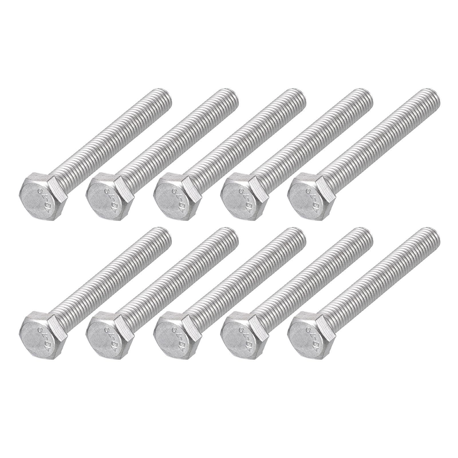 METALLIXITY Hex Bolts (M5-0.8x40mm) 10Pcs, 304 Stainless Steel Coarse Fully Threaded Hex Head Screw Bolt Machine Screws - for Furniture Repair, Silver