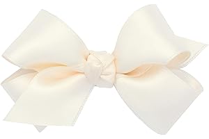 Wee Ones Girls' Classic French Satin Hair Bow on a WeeStay Clip with a Knot Wrap Center, Multiple Colors and Bow Sizes for Any Hair Styles