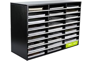 PAG Wood Literature Organizer Office Home File Sorter Mail Center Paper Storage Holder Classroom Keepers Mailbox, 27 Slots Co