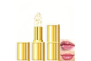 Areliaa Lipstick True Tone PH Adjusting Color Changing Clear Lipstick, 2Pcs Gold Foil Jelly Lip Stick, Retractable Glossy Moi