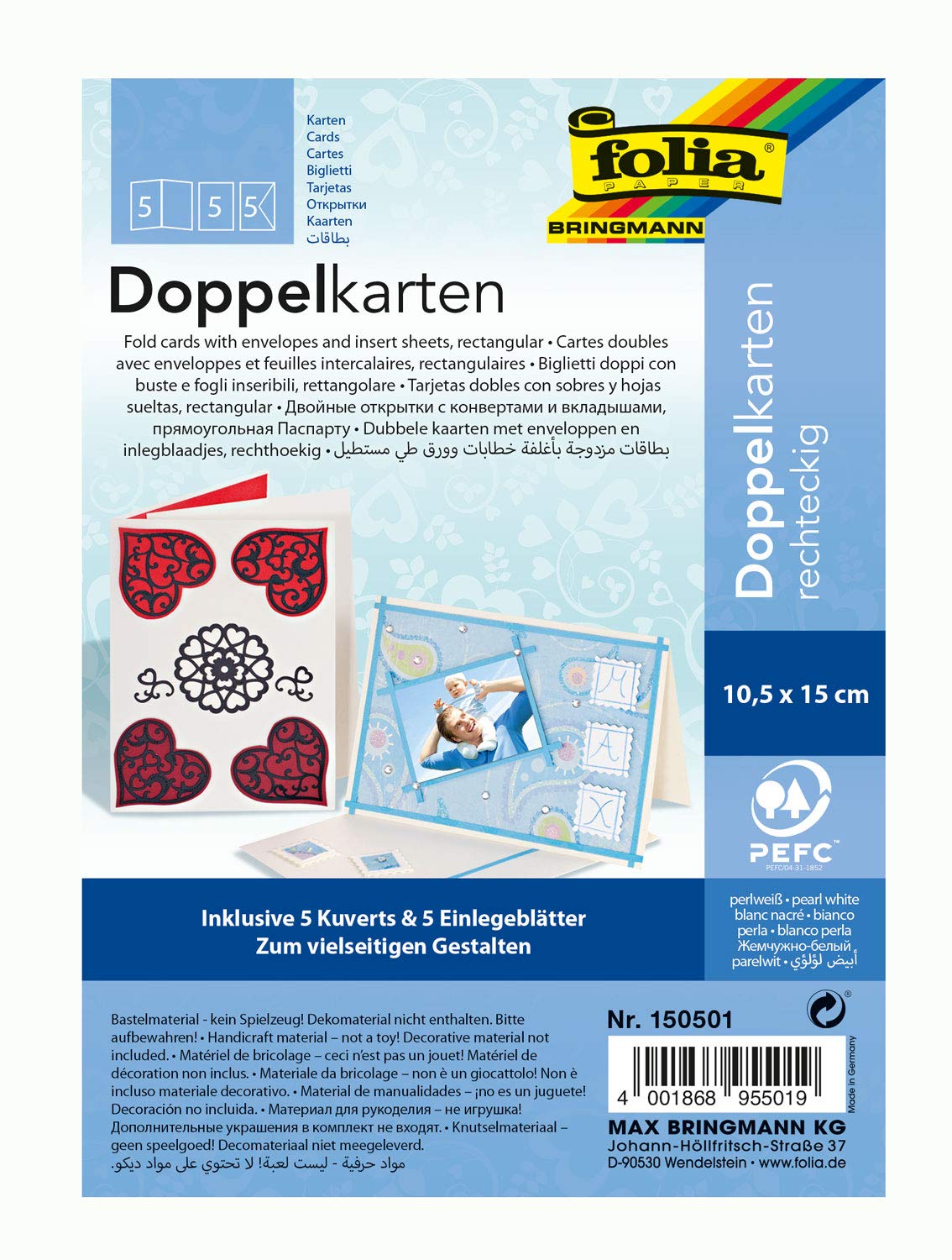 EFCO A6 Folded Card, Pearl White, 5-Piece