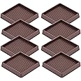 VOCOMO 3X3 Rubber Caster Cups, Non Slip Furniture Pads, Anti-Slip Furniture Gripper, Anti Skid Furnitures Feet, Anti Slide Floor Protector for Bed Couch Stoppers (Brown, 8 Pack)
