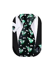 Barry.Wang Mens Christmas Tie Set Black Green White