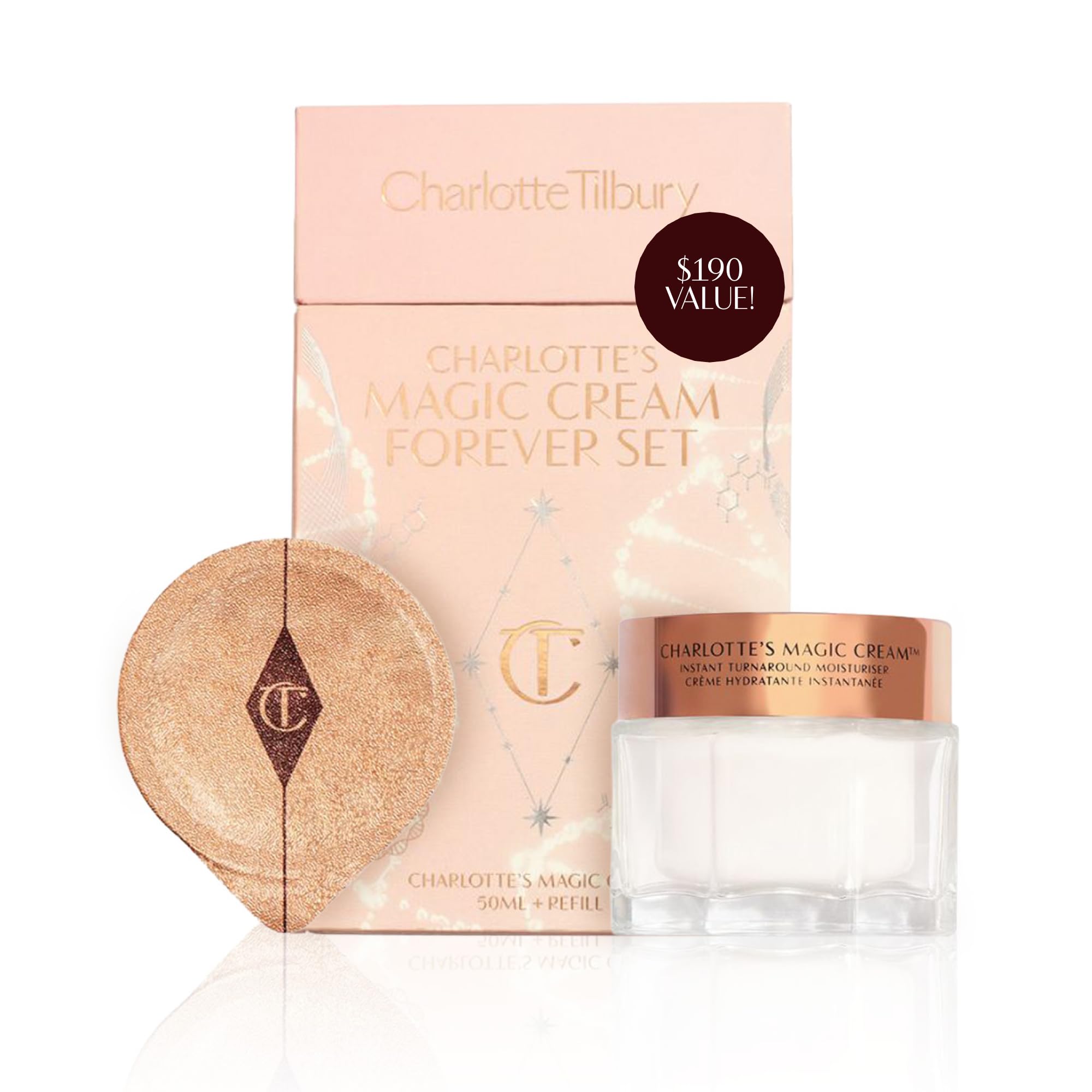 Photo 1 of Charlotte Tilbury Charlotte's Magic Cream Forever Set - Firming & Hydrating Face Cream with Vitamins C & E, Peptide Complex & Hyaluronic Acid - Includes Refill Capsule
