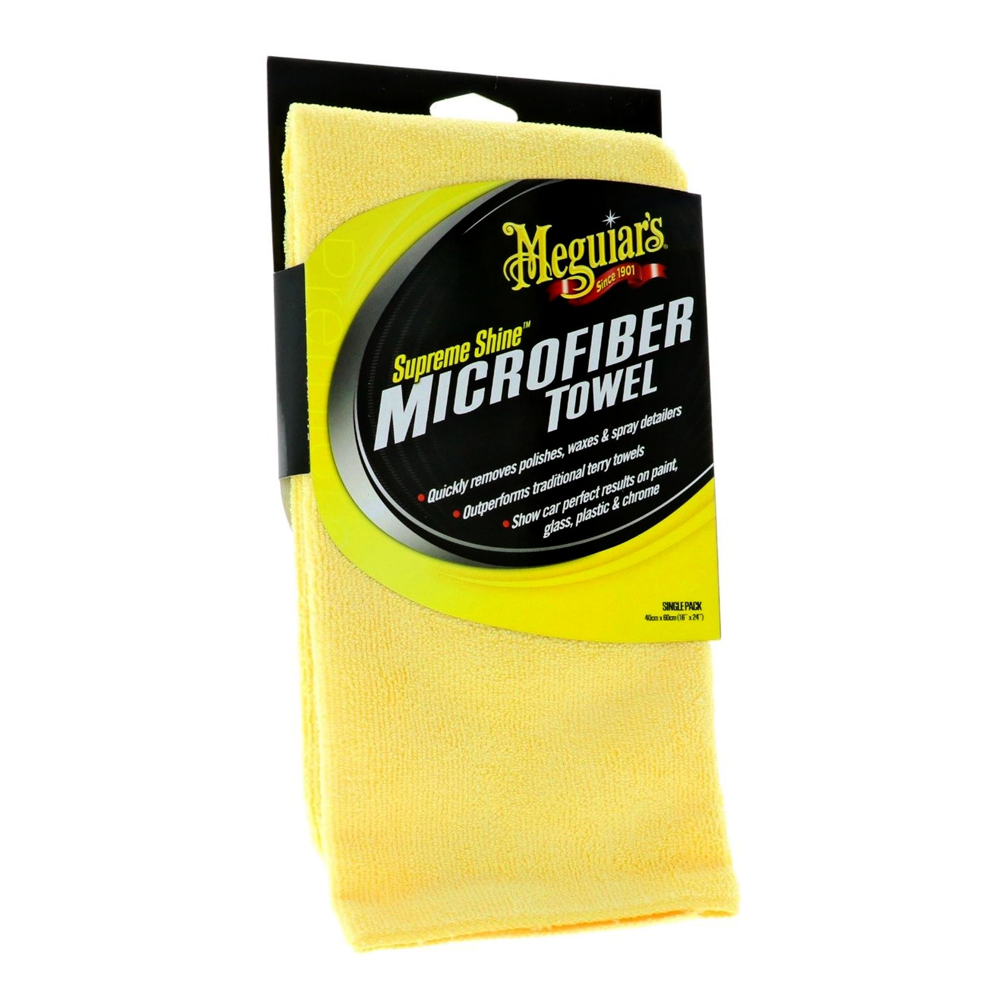 Meguiar's X2010EU Supreme Shine Microfibre Car Cleaning Towel (1 Pack), Yellow
