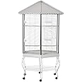 PawHut 44" Hexagon Covered Canopy Portable Aviary Flight Bird Cage With Storage