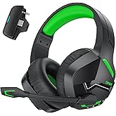 BINNUNE Wireless Gaming Headset for Xbox Series X/S, Xbox One, PS5, 120H Ultra-Long Battery, Bluetooth 5.3 Gaming Headphones with Noise-Canceling Mic, Comfortable Over-Ear Headphones,Green
