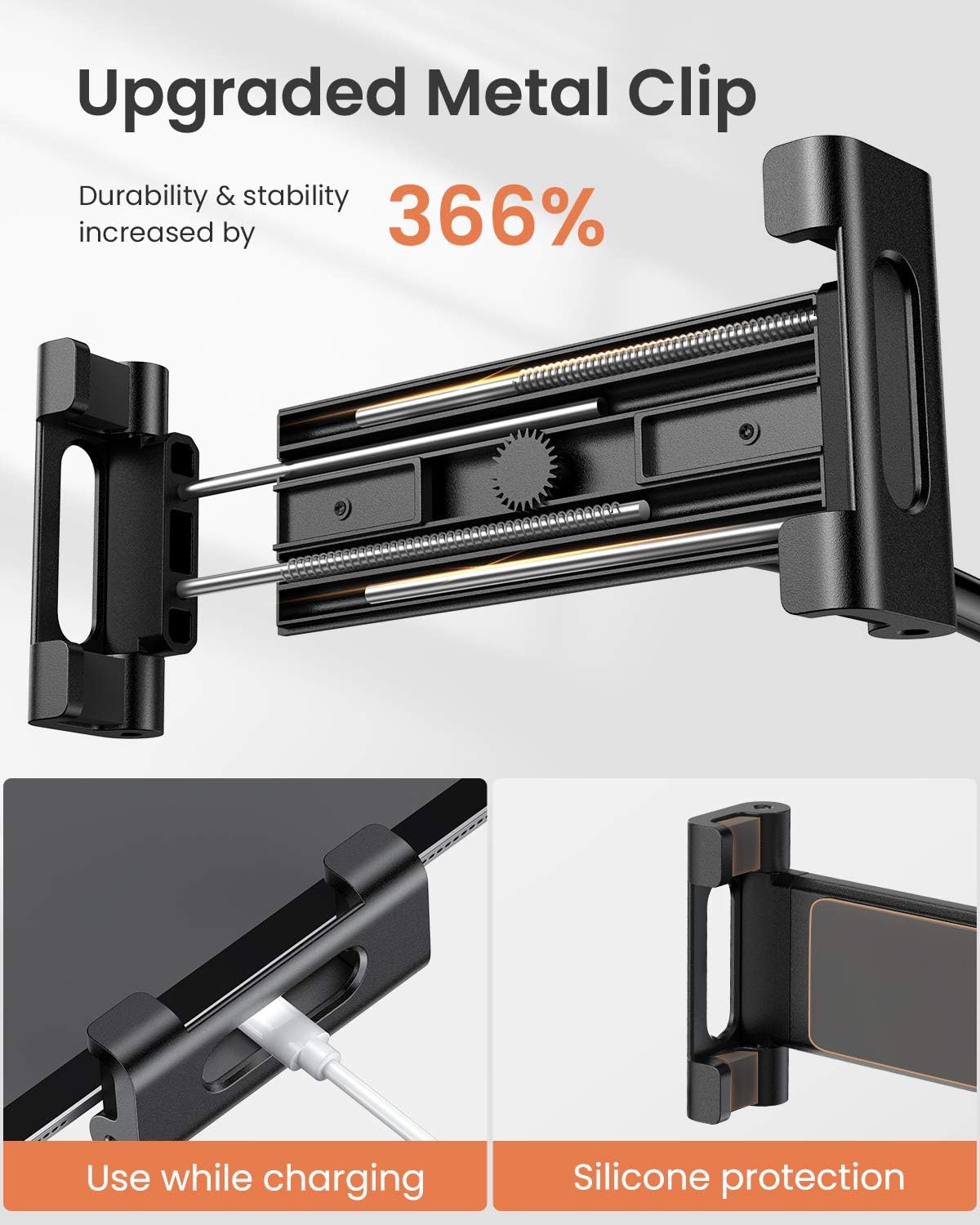 LISEN Tablet Stand Holder, Angle Height Adjustable Tablet & Phone Stand for Desk, Thick Case Friendly iPad Holder Stand Compatible with(4.7-12.9") iPad Pro 12.9, Air Mini 4, iPhone, Switch, Kindle
