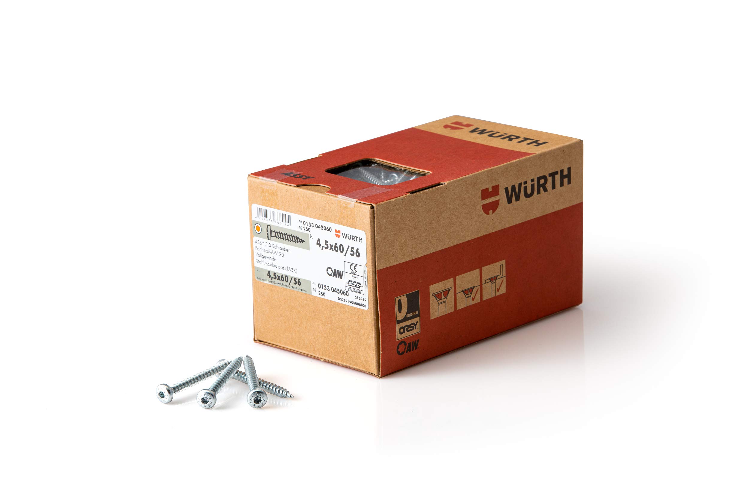 Würth, Grey 153045060 VITI Assy 3.0 TC AW20 ZN 4.5 x 60/56.0