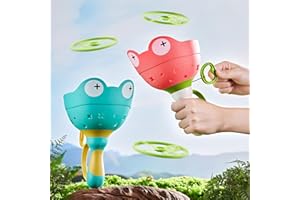 Ivtivfu Flying Disc Launcher Toy (2 Packs), Manual Capture Catching Disk Game, Outdoor Toys for Kids Ages 4-8, Outside Yard and Lawn Family Games for Toddlers 3-5, Birthday Gifts for Girls and Boys
