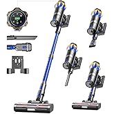 Cordless Vacuum Cleaner, Upgraded 650W 55KPA 70Mins Vacuum Cleaners with Self-Standing and Touch Screen, Anti-Tangle, Recharg