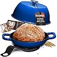 Krustic Enameled Cast Iron Dutch Oven for Sourdough Bread Baking | 6 Quart Pot with Lid | 10 Inch Ceramic Enamel Thick Coated Cookware Set with Non Stick Silicone Baking Mat for Cooking