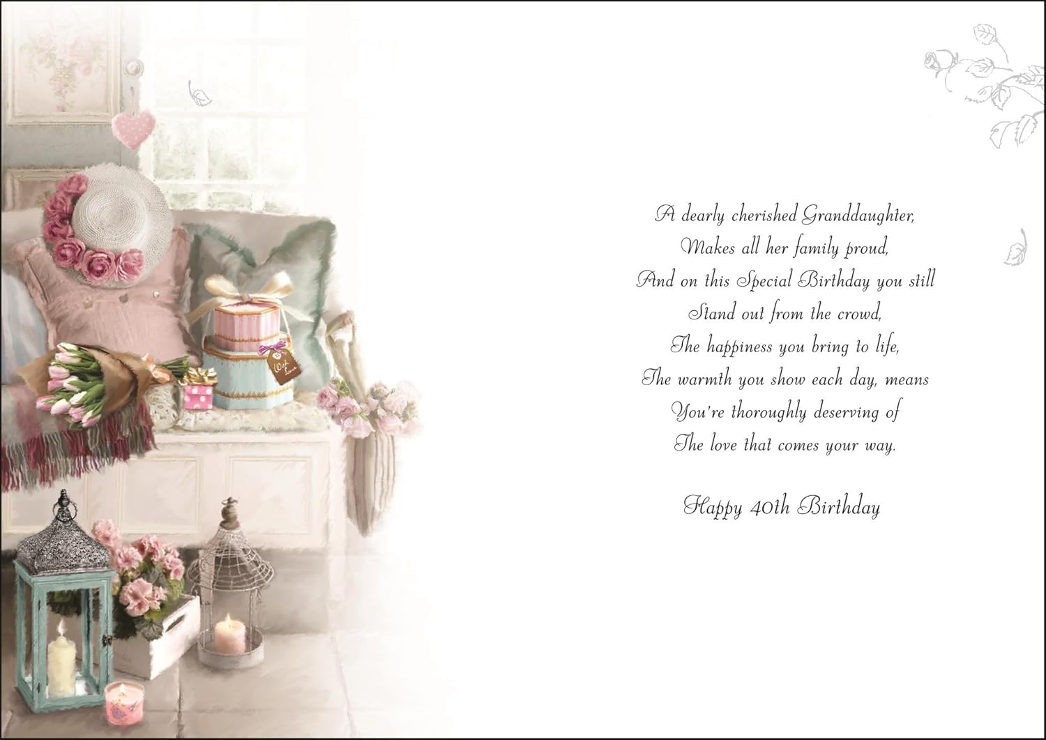 To a special granddaughter - 40th birthday card, brown|grey|peach|beige, A5 - Image 3