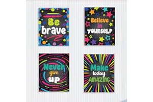 4 Pcs Colorful Chalkboard Motivational Wall Posters for Room Decor Aesthetic, Be Brave/Believe in Yourself Quote Wall Art Pri