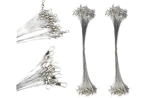 50pcs Stainless Steel Wire Leaders Nylon-Coated Fishing Line Wire Leaders Rigging with Swivels Snap Kit Connect Tackle Lure R