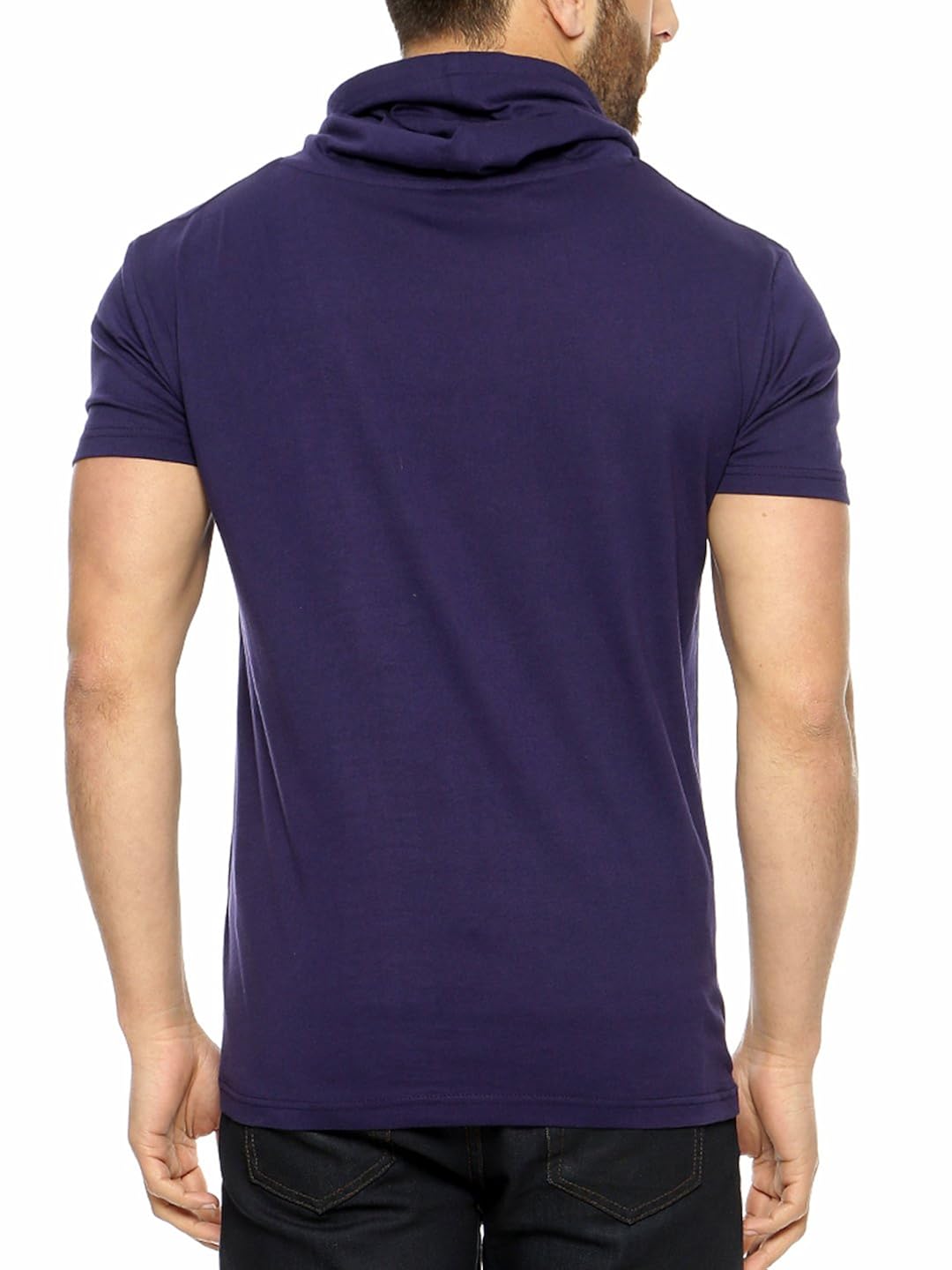 gritstones navy half sleeve cowl neck t-shirt
