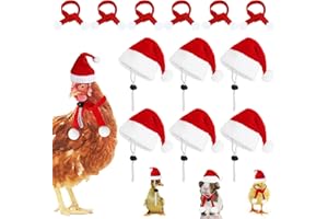 FOIMAS 12pcs Christmas Pet Chicken Hat Scarf Set Small Animal Hat Costume Set for Hen Duck Hamster Guinea Pig Rabbit Kitty Puppy Parrot Lizard Xmas Party Supply