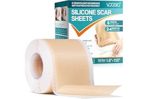 VORTEXONIX Silicone Scar Sheets (1.6” x 150”-3.8M), Medical Grade Soft Silicone Scar Tape, Scar Strips, Scar Roll - Keloid, C-Section, Surgical, Acne- Scars Removal Treatment, Painless Easy Removal, Reusable