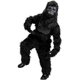Gorilla Costume for Kids, Realistic Gorilla Boys Full Body Mascot Costumes | Includes Plush Jumpsuit, Mask, Hands, Scary Gorilla Cosplay, Halloween Party Outfit, 4 Sizes for Children of All Ages