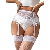 ohmydear Womens Lace Garter Belts for Thigh Highs Plus Size Mesh Suspender Belts Sexy Garter Belt Lingerie with 4 Strap Slip