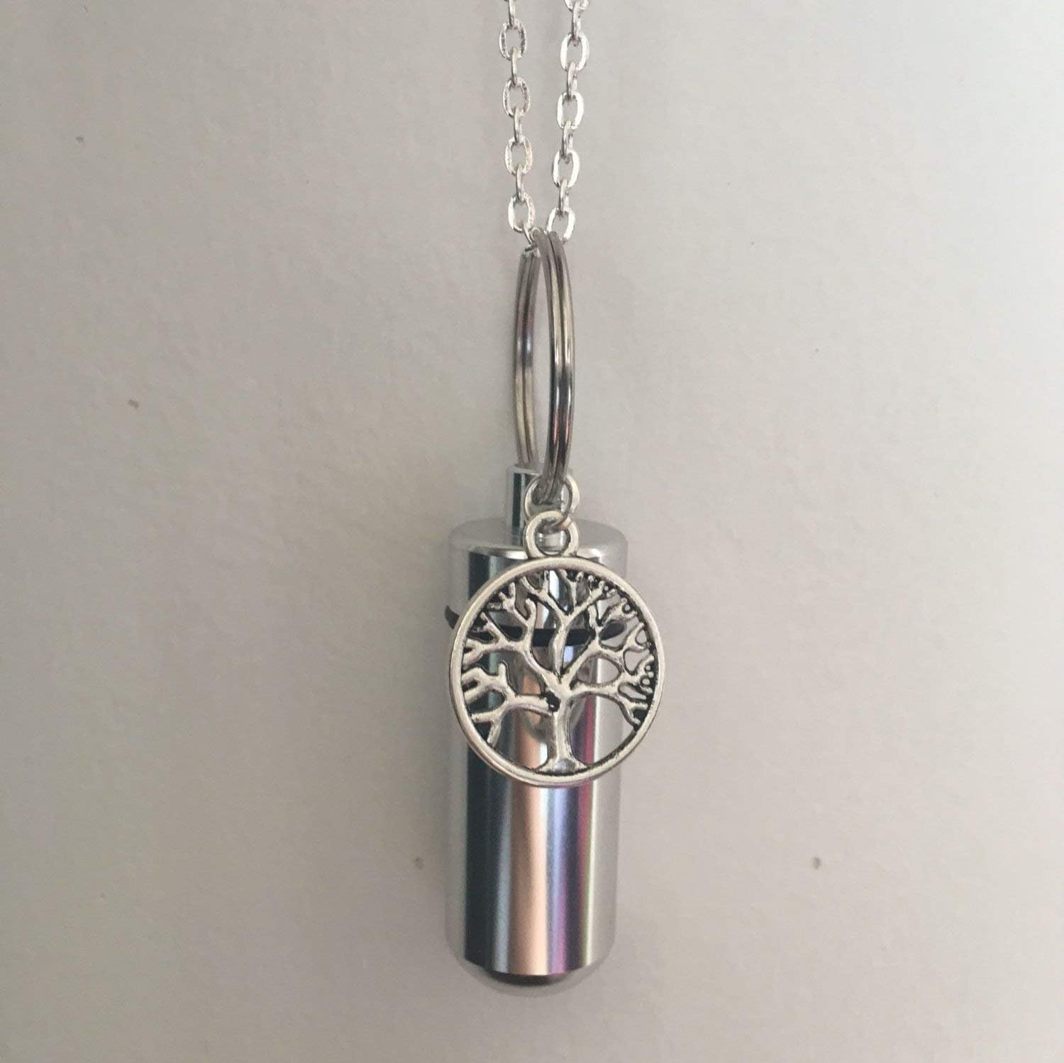 Complete Set - Tree-of-Life Cremation Urn Necklace -Includes 24" Ball Chain,(There is No Inner Vial)