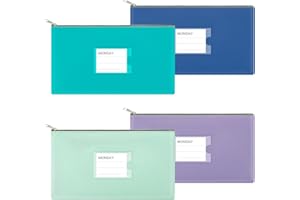 Sinzip 4 Pack Bank Deposit Money Bag, Heavy Duty Leatherette Security Zipper Wallet with Clear Window, Coin Bag, Cash Bag, Tool Pouch, Assorted Colors (4 Pack Mix-Color04)