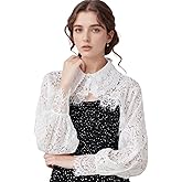 Eyibenlilan Fake Collar Shirt Long Sleeves Lace Shrug Victorian Blouse Crop Top Dickey Collar for Women