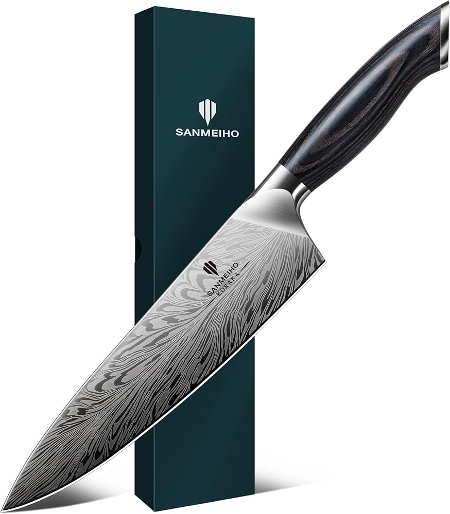 SANMEIHO Chef Knife in Powder Steel, Japanese Kitchen Knife 8 Inch, Ultra Sharp Chef's Knives, High Carbon Japanese Utility K