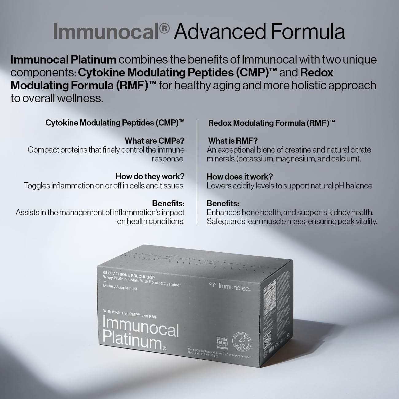 Immunocal Platinum Glutathione Precursor – Whey Protein Isolate, Anti-Aging, Skin + Cell Renewal, Immune Support, Detox + Bone Support | Fat and Sugar Free, Lactose-Intolerant Friendly | 30 Servings