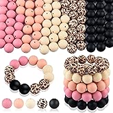 ASTARON 100 Pcs 15mm Silicone Beads for Keychain Making, Pink Black Silicone Round Beads Bulk for Bracelets Pens Crafts Supplies