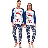 Tphon Christmas Couple Pajamas Sets Matching Christmas Pjs Long Sleeve Holiday Sleepwear(Men-M)