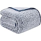 EMME Soft Sherpa Fleece Blanket Reversible Plush Fluffy Large Blanket, Light Weight Warm Decorative Boho Blanket Cover for Sofa, Couch, Bedroom,Travel(Plush Navy,60"x80")