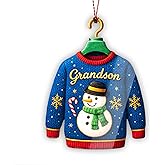 Grandson Christmas Ornament 2025 – Grandson Ornament Holiday Decor – Christmas Ornament – Suncatcher Effect Window Hanging – Car Hanging