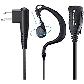 commountain Earpiece w/Mic Compatible with Motorola Walkie Talkies & Radios R2 CP100D CP185 CP200D CP200 CLS1410 CLS1110 BPR40 BPR40D RDU4100 RMU2040 RMU2080D and More, G Shape Earhook Headset, 2 Pin
