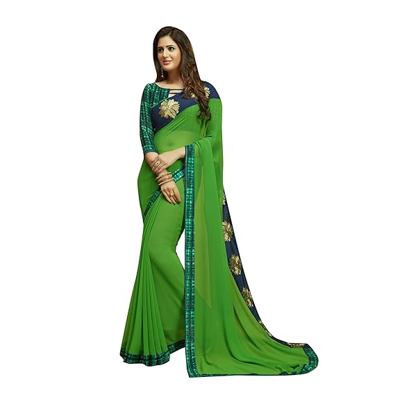 Green Georgette Emblished Saree (SHIKHA108SSSR001_Green)