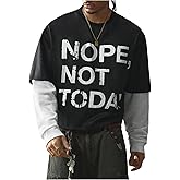 WDIRARA Men's Graphic T Shirts Crew Neck Long Sleeve Tees 2 in 1 Tops Streetwear