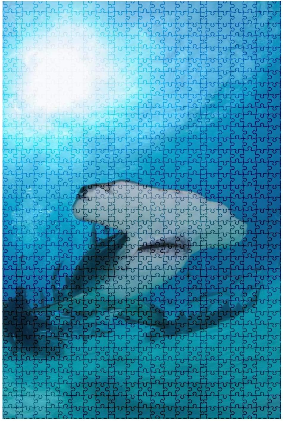 1000 Pieces Wooden Jigsaw Puzzle Hammerhead Shark Close up Photo in Bahamas Under The sea Stock Fun and Challenging Board Puzzles for Adult Kids Large DIY Educational Game Toys Gift Home Decor